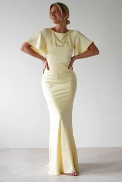 Best Olivia Soft Matte Satin Maxi Dress | Yellow Lange Kleider|Maxikleider