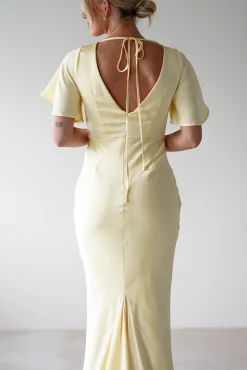 Best Olivia Soft Matte Satin Maxi Dress | Yellow Lange Kleider|Maxikleider