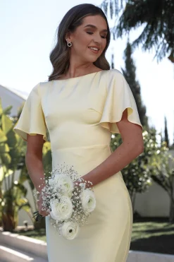 Best Olivia Soft Matte Satin Maxi Dress | Yellow Lange Kleider|Maxikleider