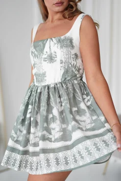 Outlet Ophelia Printed Mini Dress | Green/White Kleider In Minilänge|Minikleider