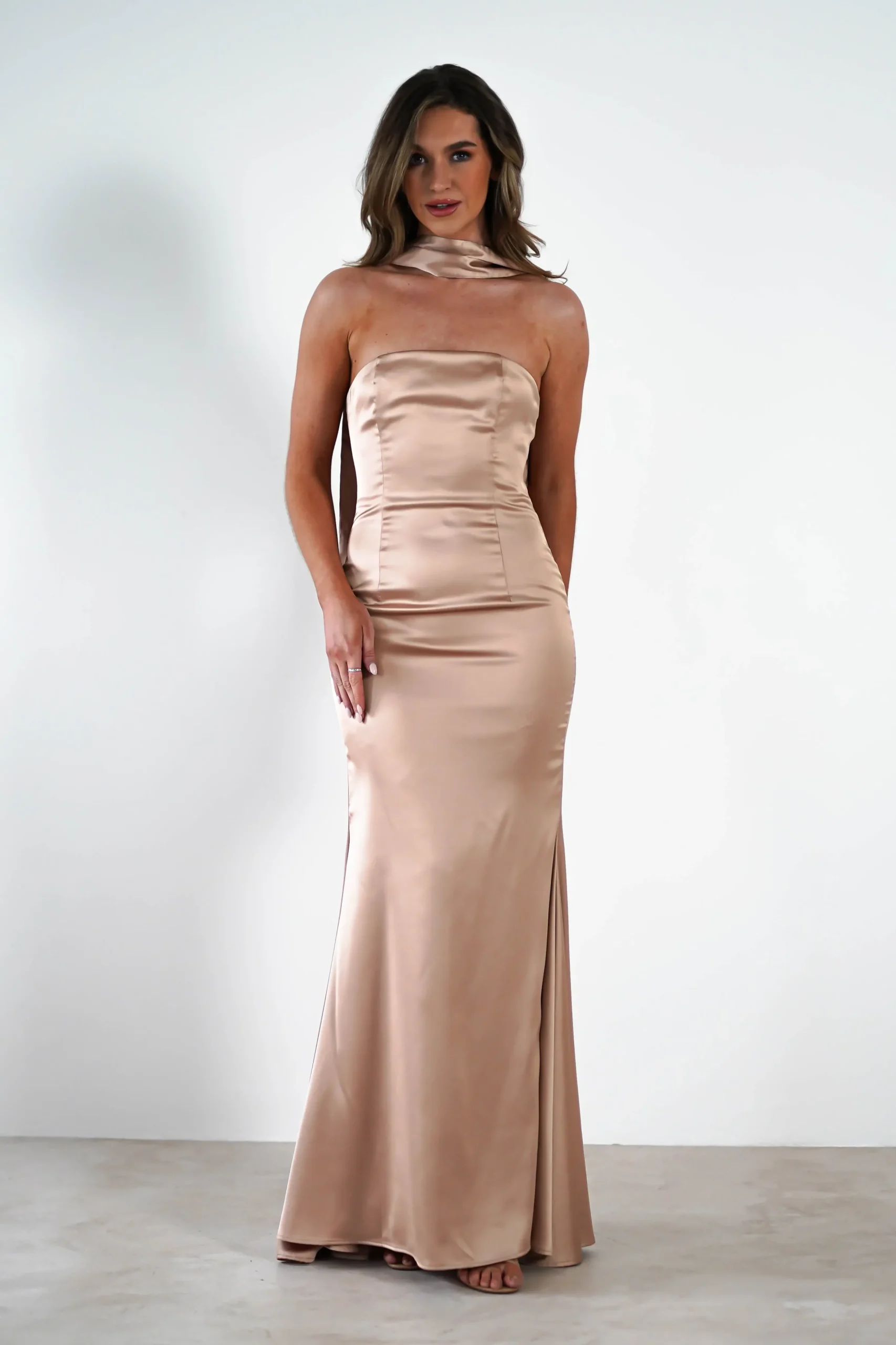 Best Orellia Satin Strapless Maxi Dress | Gold Lange Kleider|Maxikleider