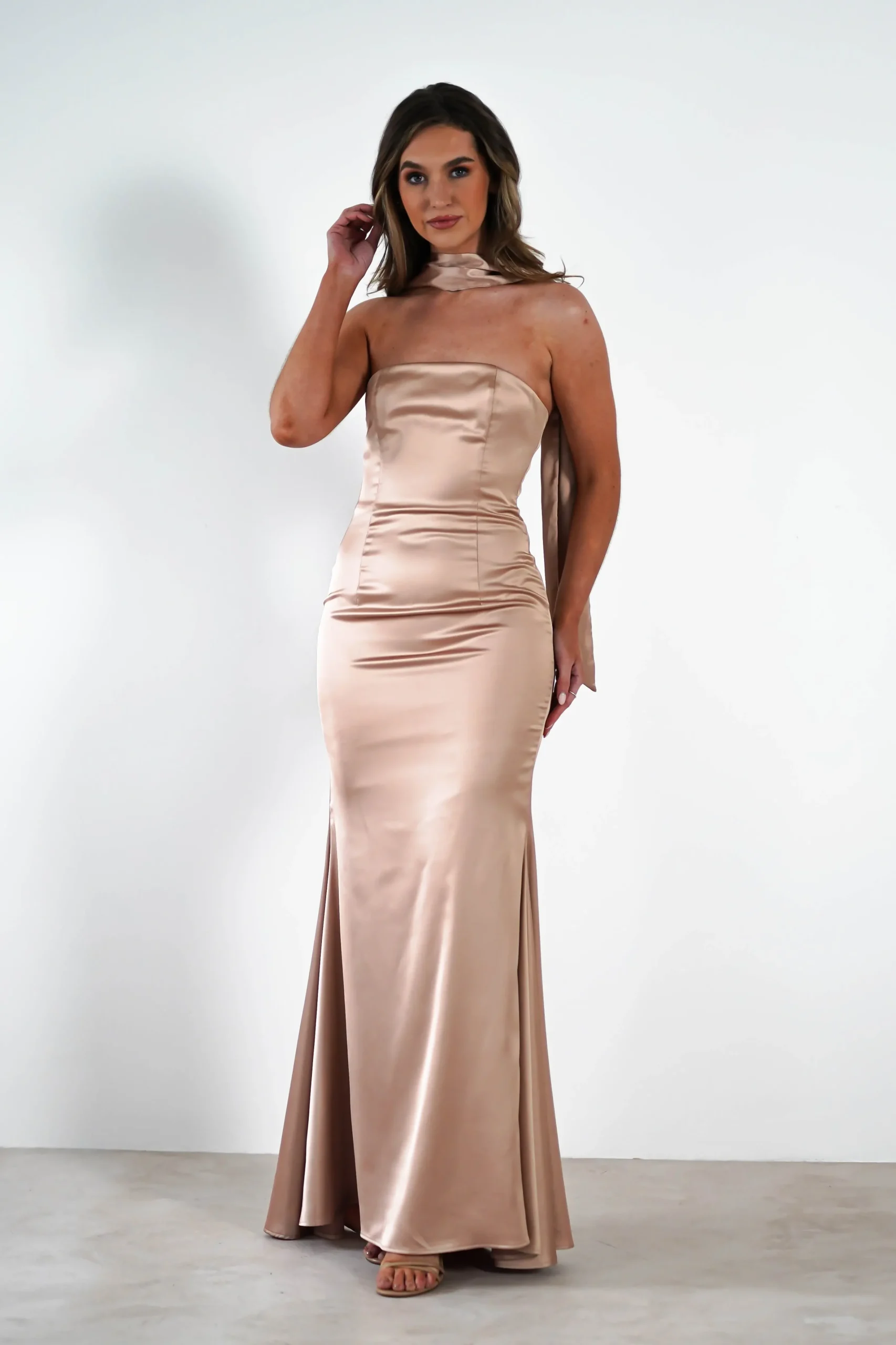 Best Orellia Satin Strapless Maxi Dress | Gold Lange Kleider|Maxikleider