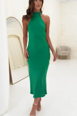 Online Pamela Halter Neck Maxi Dress | Green Lange Kleider|Maxikleider