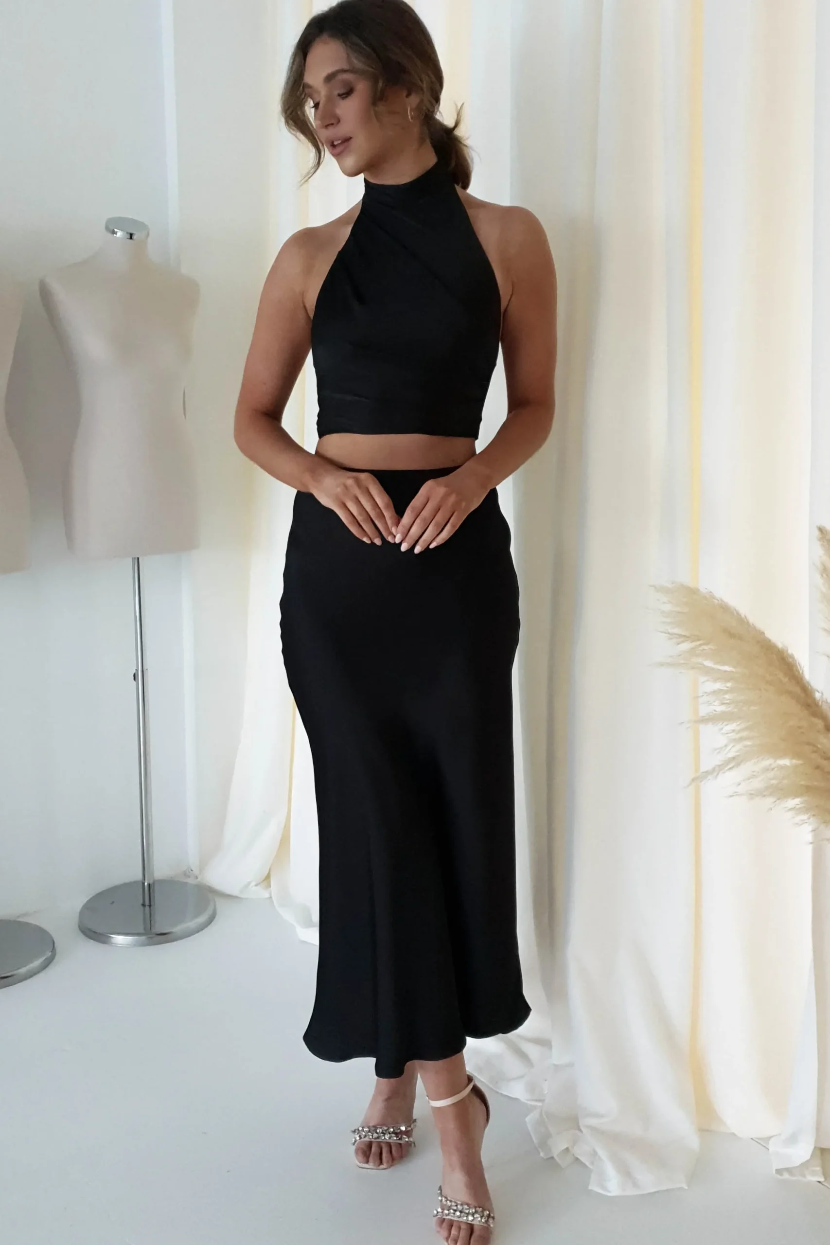 Fashion Pamela Satin Top | Black Oberteile|Sommerkleider