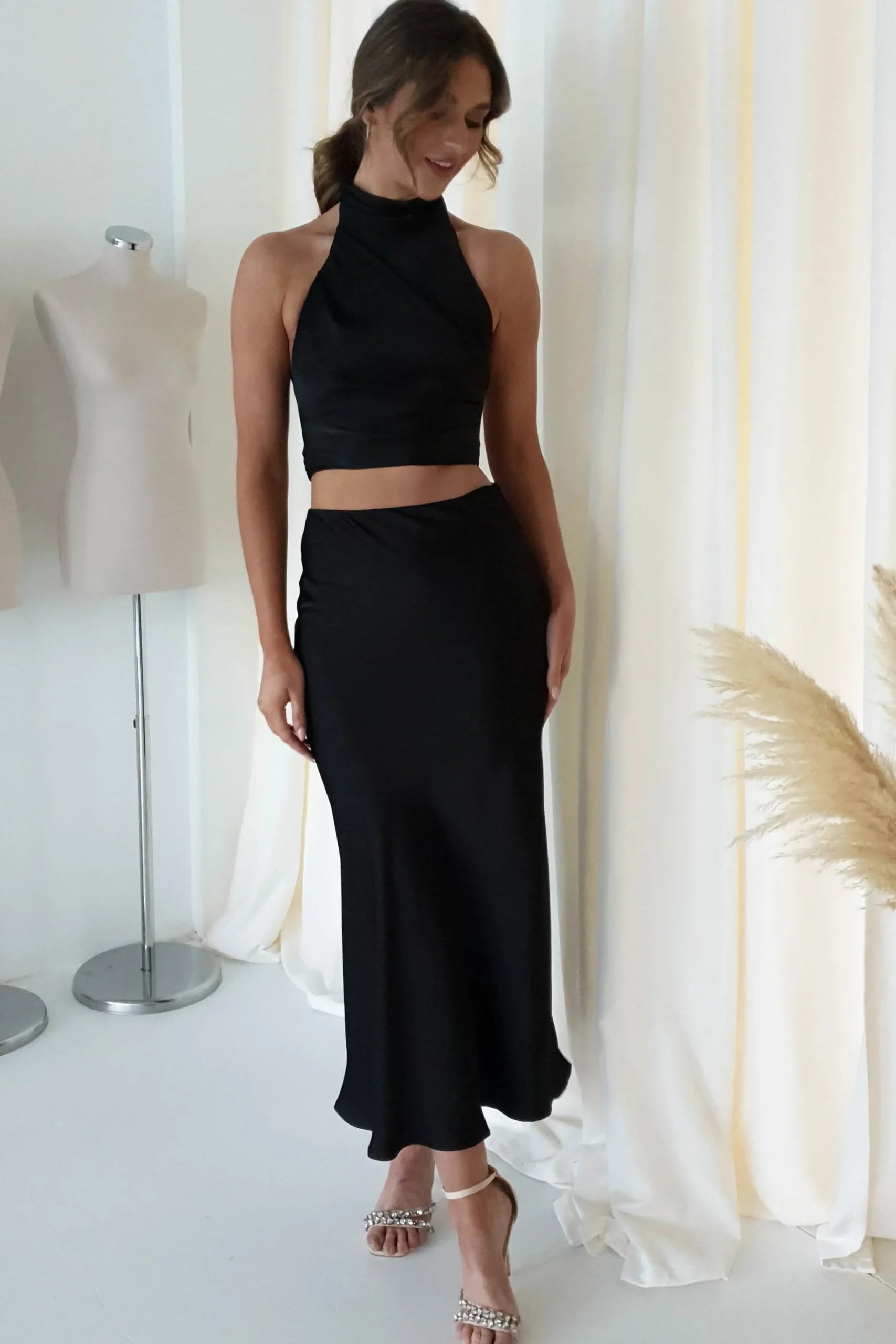 Fashion Pamela Satin Top | Black Oberteile|Sommerkleider