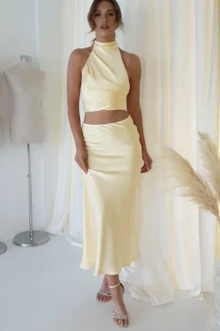 Sale Pamela Satin Top | Yellow Oberteile|Sommerkleider