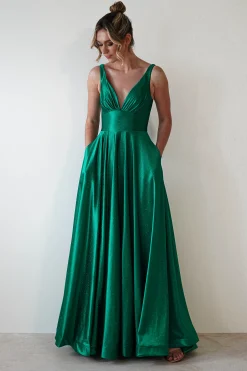 Sale Penelope Glitter Princess Gown | Green Sommerkleider|Sommerkleider