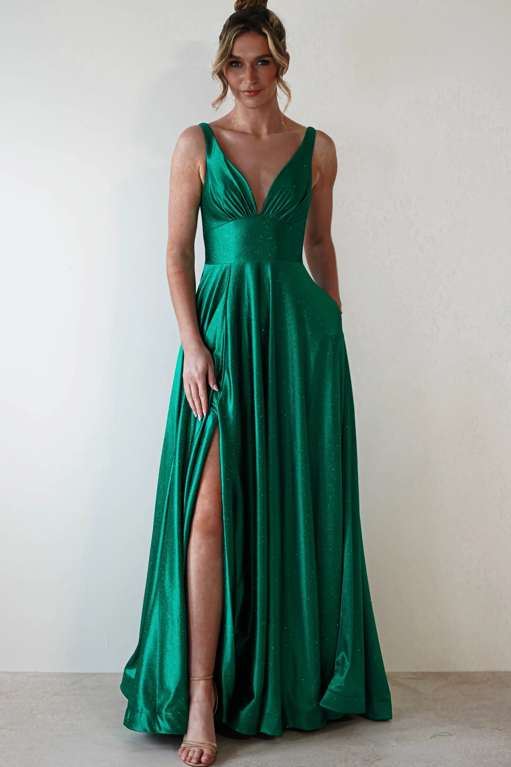 Sale Penelope Glitter Princess Gown | Green Sommerkleider|Sommerkleider
