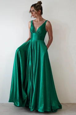 Sale Penelope Glitter Princess Gown | Green Sommerkleider|Sommerkleider