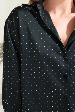 Outlet Peta Dimonte Sparkle Satin Blouse | Black Oberteile|Sommerkleider