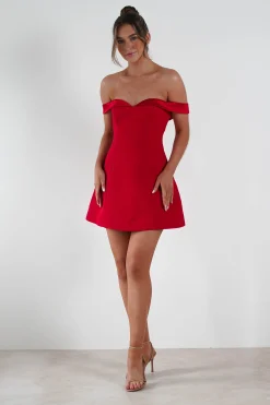 Online Petra Off the Shoulder Mini Dress | Red Kleider In Minilänge|Minikleider