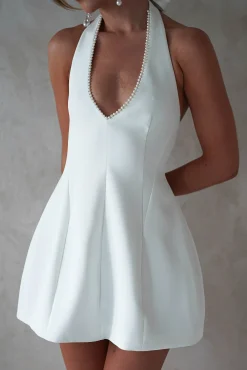 Fashion Peyton Pearl Detail Mini Dress | White Kleider In Minilänge|Minikleider