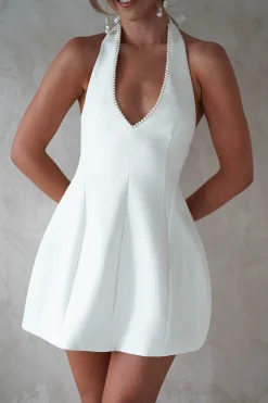 Fashion Peyton Pearl Detail Mini Dress | White Kleider In Minilänge|Minikleider