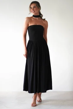 Outlet Portugal Midaxi Dress | Black Lange Kleider|Maxikleider