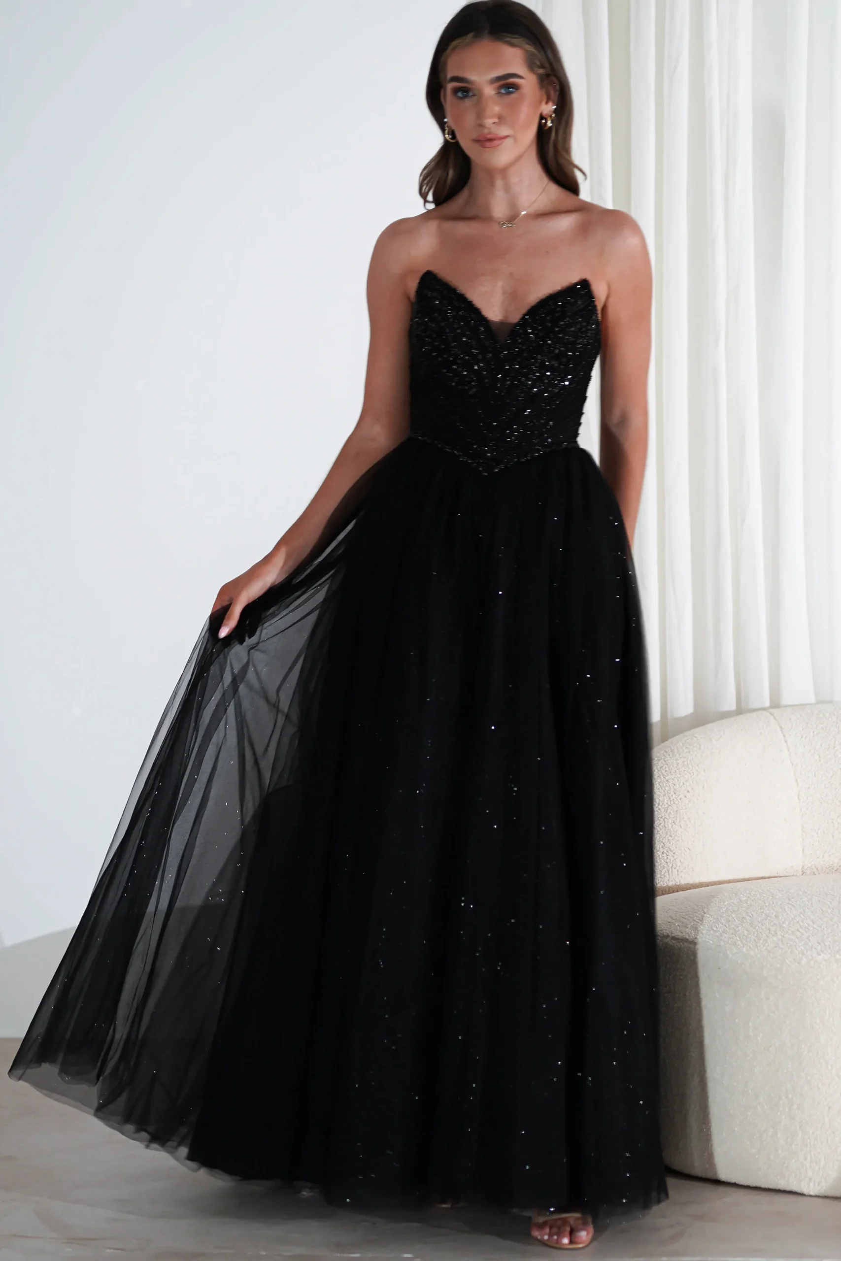 Best Priscilla Princess Glitter Gown | Black Sommerkleider|Sommerkleider