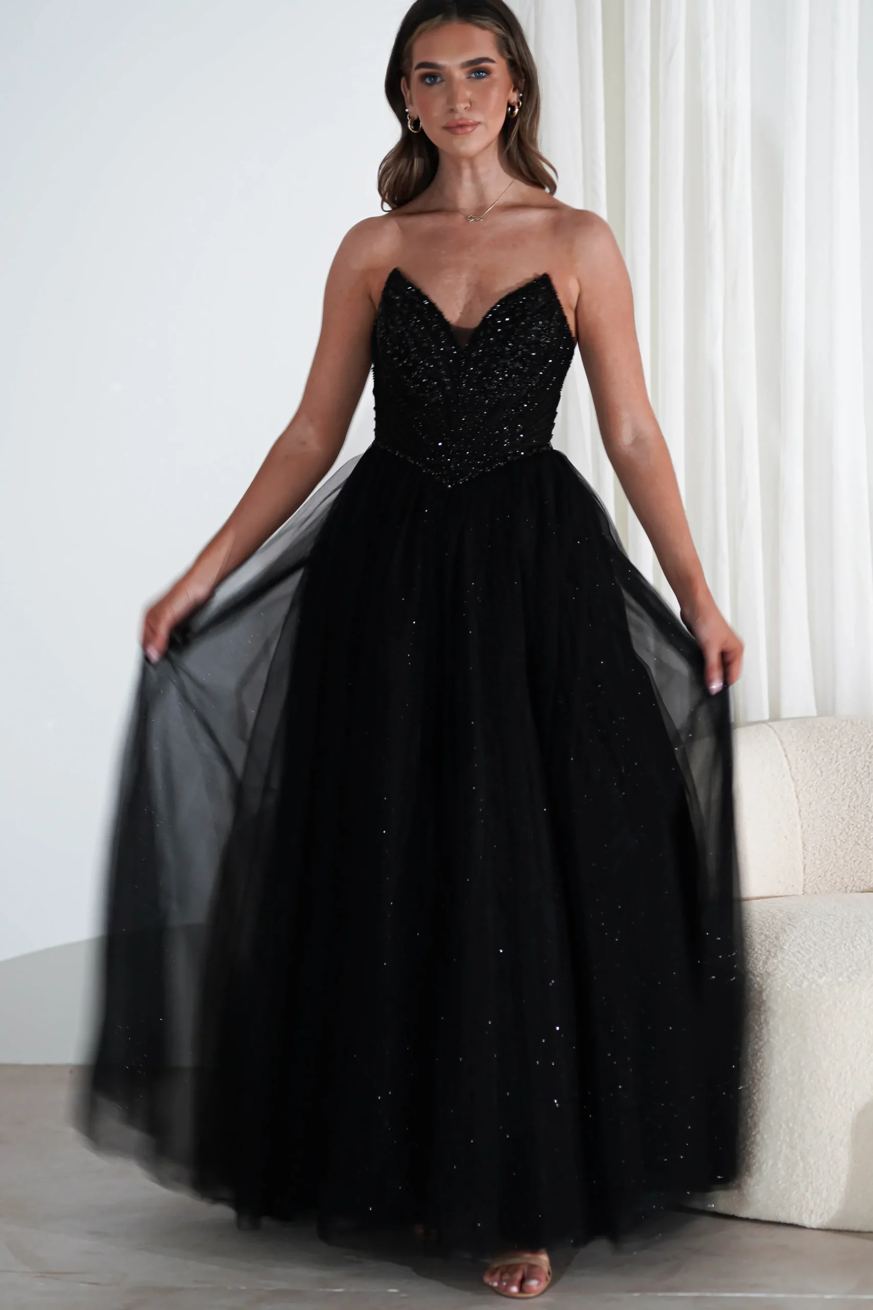 Best Priscilla Princess Glitter Gown | Black Sommerkleider|Sommerkleider