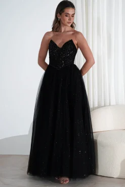 Best Priscilla Princess Glitter Gown | Black Sommerkleider|Sommerkleider