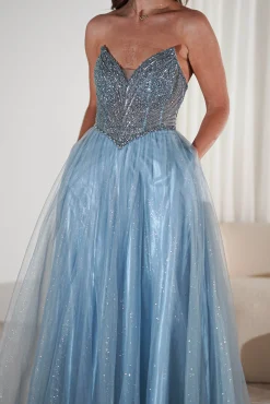 Clearance Priscilla Princess Glitter Gown | Dusty Blue Sommerkleider|Sommerkleider