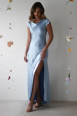 Sale Ramona Soft Satin Maxi Dress | Blue Lange Kleider|Maxikleider