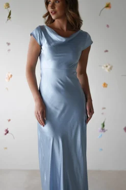 Sale Ramona Soft Satin Maxi Dress | Blue Lange Kleider|Maxikleider