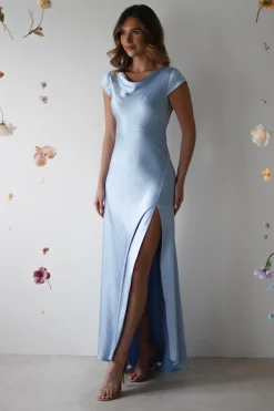 Sale Ramona Soft Satin Maxi Dress | Blue Lange Kleider|Maxikleider