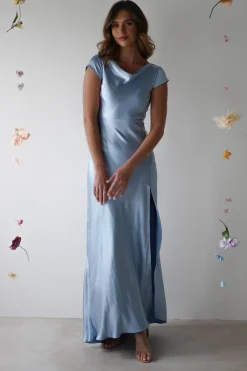 Sale Ramona Soft Satin Maxi Dress | Blue Lange Kleider|Maxikleider