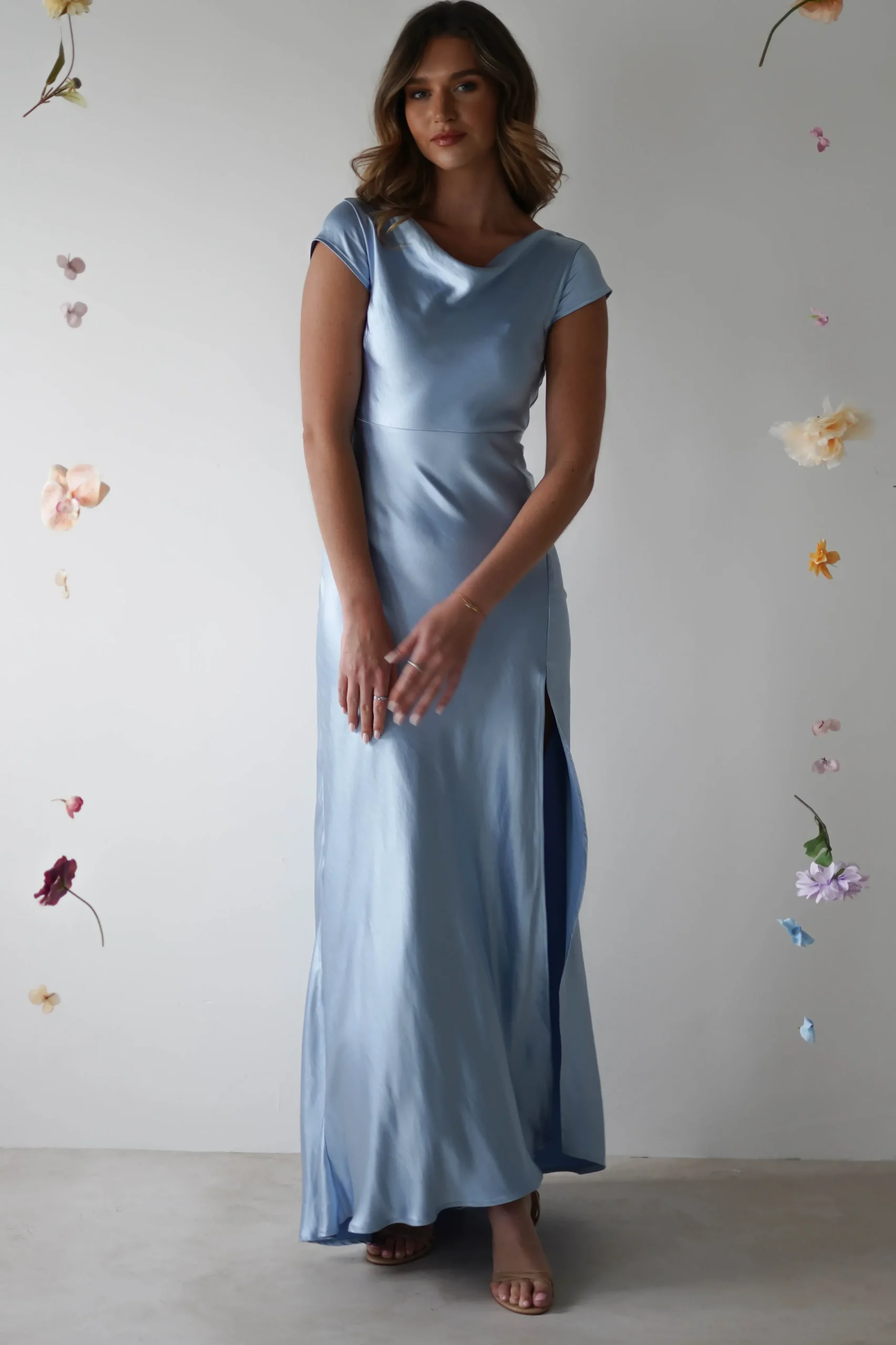 Sale Ramona Soft Satin Maxi Dress | Blue Lange Kleider|Maxikleider
