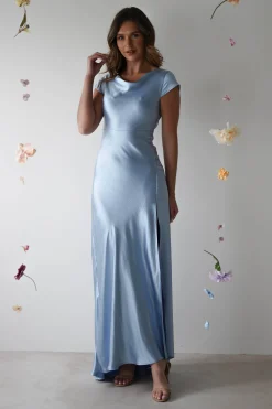 Sale Ramona Soft Satin Maxi Dress | Blue Lange Kleider|Maxikleider