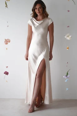 New Ramona Soft Satin Maxi Dress | Champagne Lange Kleider|Maxikleider