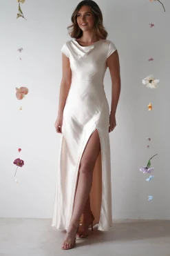 New Ramona Soft Satin Maxi Dress | Champagne Lange Kleider|Maxikleider