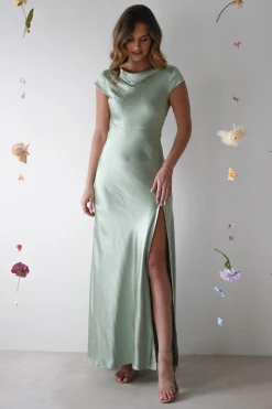 Outlet Ramona Soft Satin Maxi Dress | Sage Lange Kleider|Maxikleider