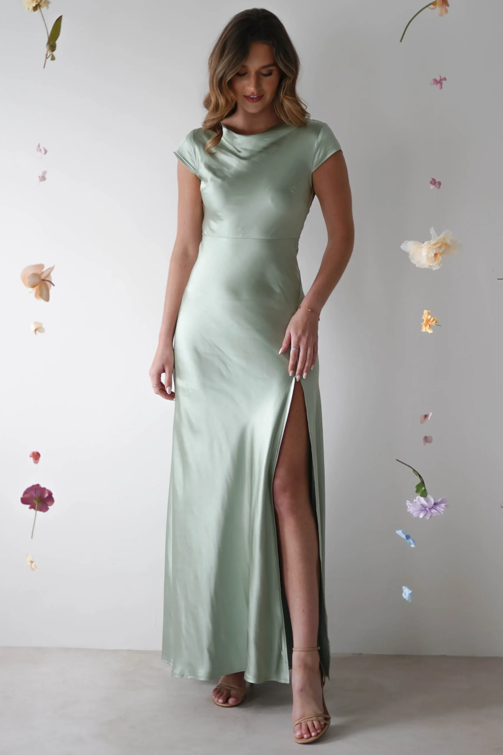 Outlet Ramona Soft Satin Maxi Dress | Sage Lange Kleider|Maxikleider