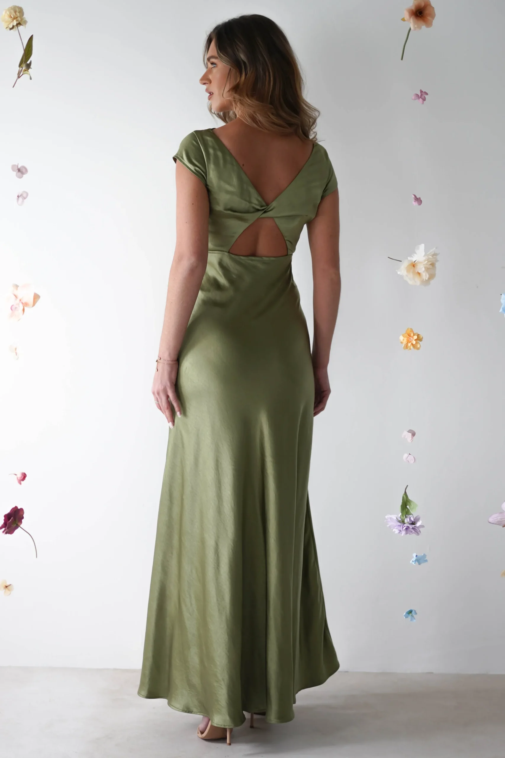 Best Ramona Soft Satin Maxi Dress | Olive Lange Kleider|Maxikleider