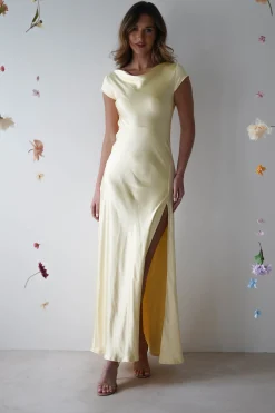 Sale Ramona Soft Satin Maxi Dress | Yellow Lange Kleider|Maxikleider