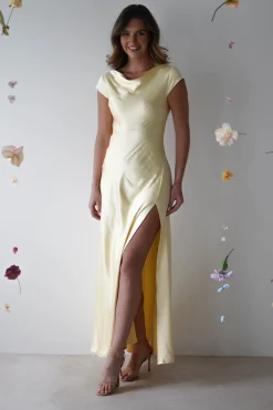 Sale Ramona Soft Satin Maxi Dress | Yellow Lange Kleider|Maxikleider