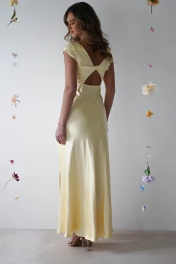 Sale Ramona Soft Satin Maxi Dress | Yellow Lange Kleider|Maxikleider