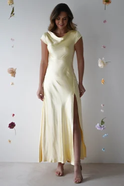 Sale Ramona Soft Satin Maxi Dress | Yellow Lange Kleider|Maxikleider