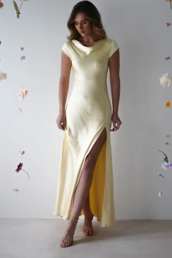 Sale Ramona Soft Satin Maxi Dress | Yellow Lange Kleider|Maxikleider