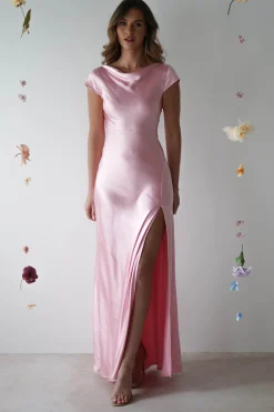 Outlet Ramona Soft Satin Maxi Dress | Pink Lange Kleider|Maxikleider