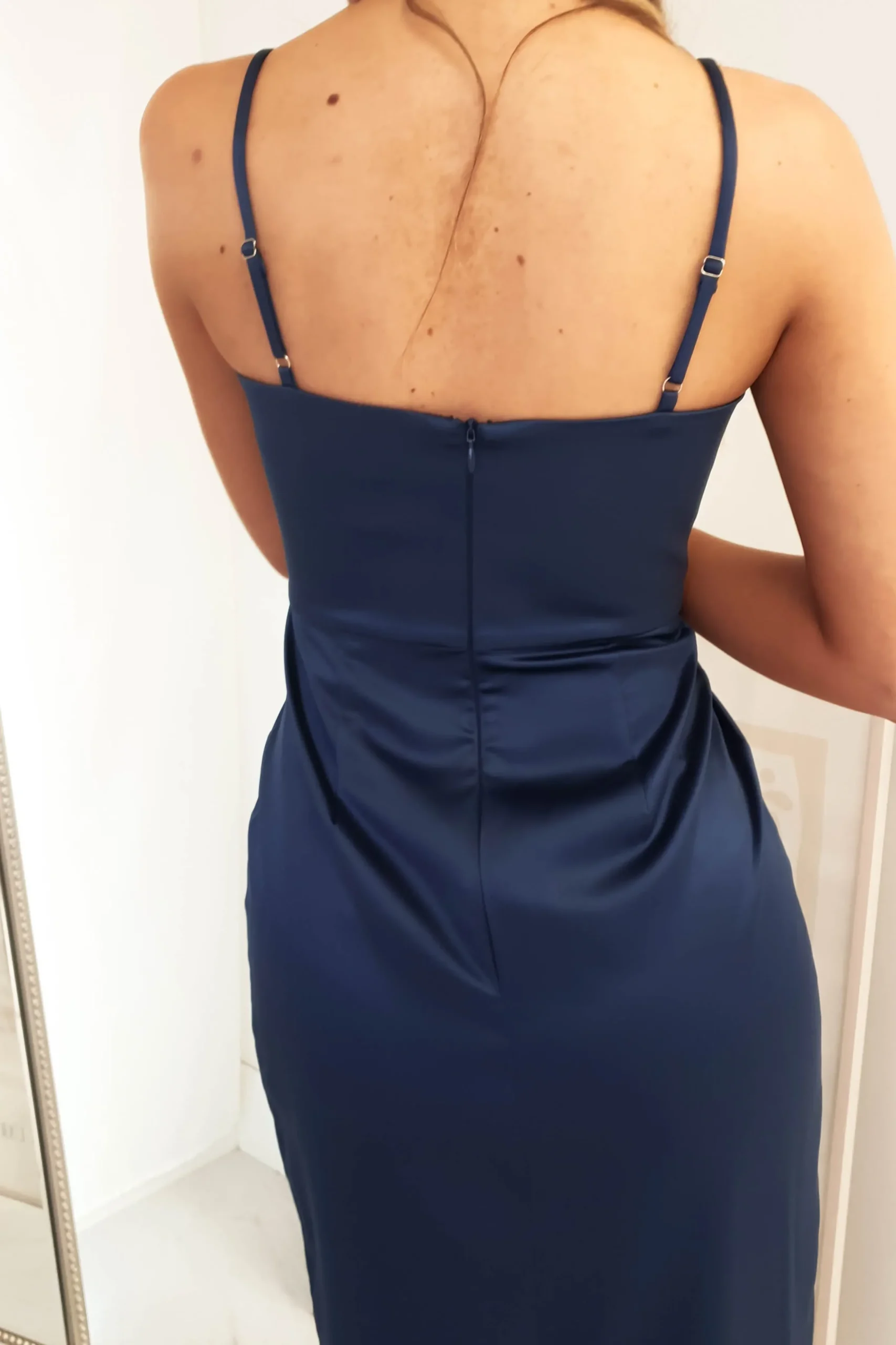 New Ravella Soft Satin Maxi Dress | Navy Lange Kleider|Maxikleider