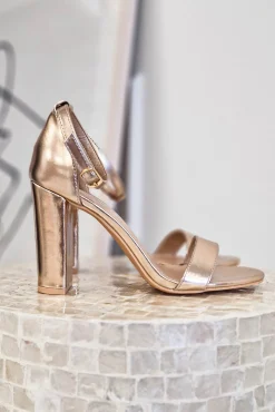 Online Regina Block Heel Sandals | Rose Gold Sommerkleider|Sommerkleider