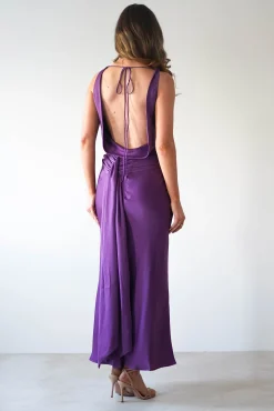 New River Backless Maxi Dress | Deep Purple Lange Kleider|Maxikleider