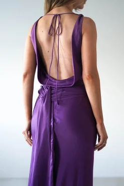 New River Backless Maxi Dress | Deep Purple Lange Kleider|Maxikleider