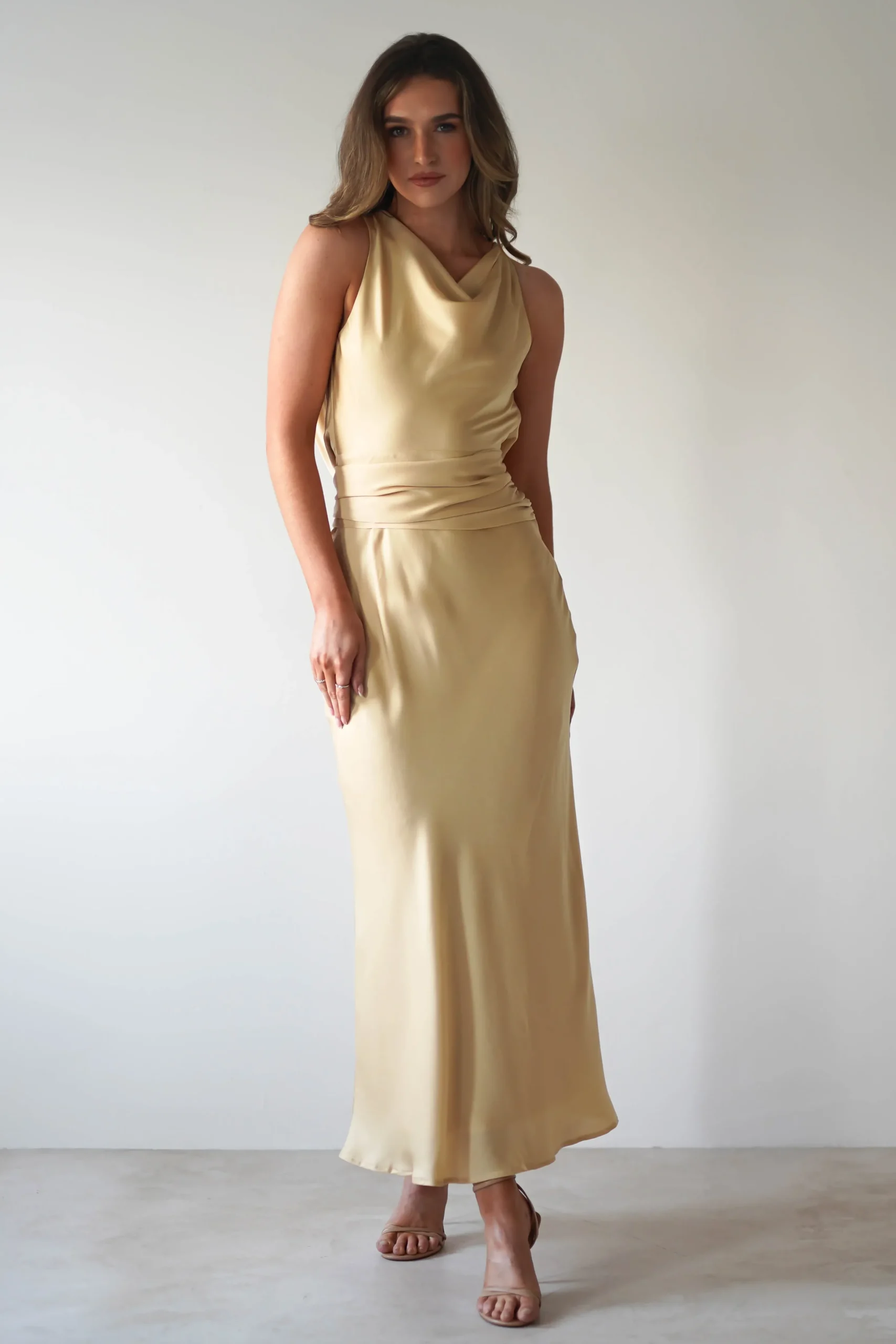 Hot River Backless Maxi Dress | Sand Lange Kleider|Maxikleider