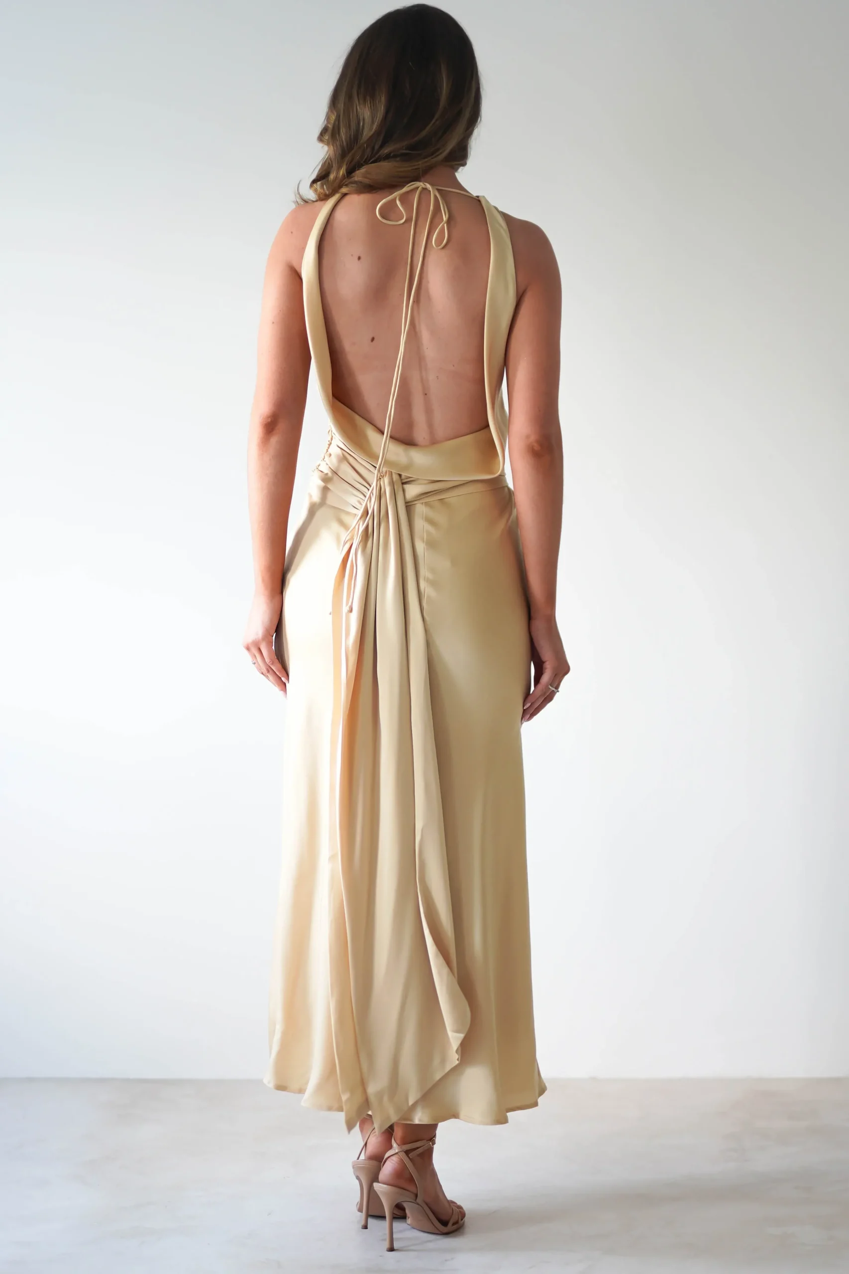 Hot River Backless Maxi Dress | Sand Lange Kleider|Maxikleider