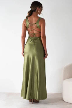 Outlet Riviera Soft Satin Maxi Gown | Olive Lange Kleider|Maxikleider