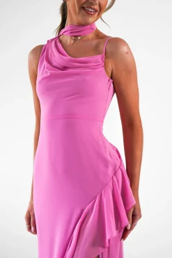 Online Rosella Ruffle Detail Maxi Dress | Fuchsia Lange Kleider|Maxikleider