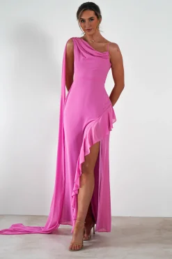 Online Rosella Ruffle Detail Maxi Dress | Fuchsia Lange Kleider|Maxikleider