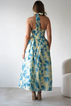 Hot Sabine Floral Bodied Maxi Dress | Yellow/Blue Lange Kleider|Maxikleider