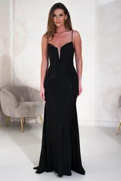 New Sabrina Diamante Gown | Black Sommerkleider|Sommerkleider